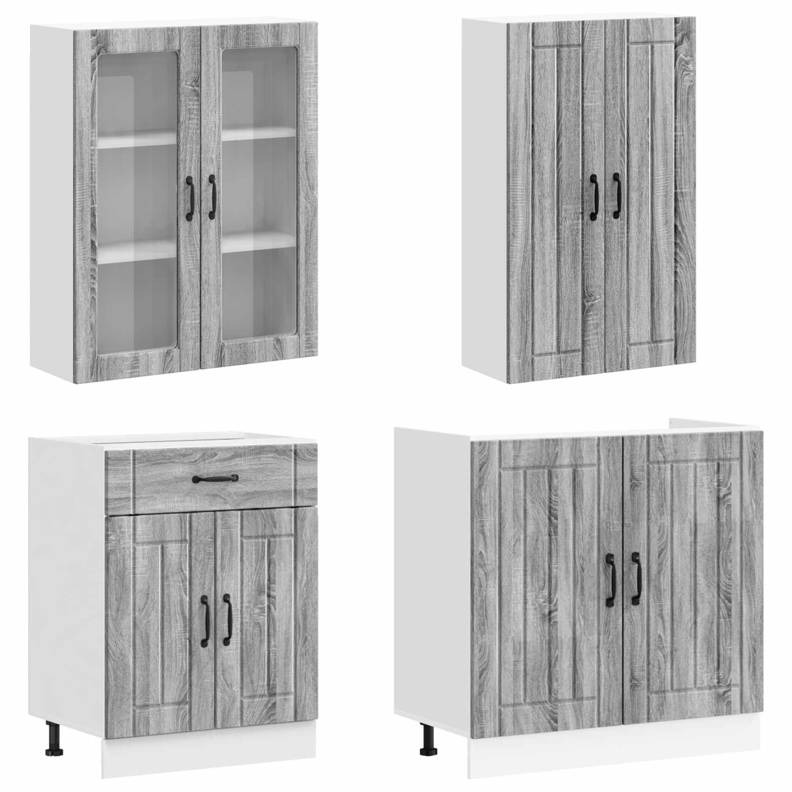 Keukenblok LUCCA 8 pcs Grijs Sonoma Bewerkt hout