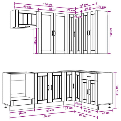 Keukenblok LUCCA 8 pcs Grijs Sonoma Bewerkt hout