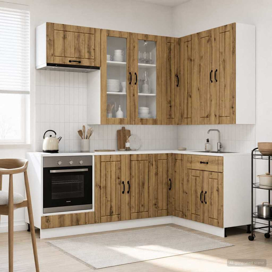 Keukenblok LUCCA 8 pcs Artisanaal eiken Bewerkt hout