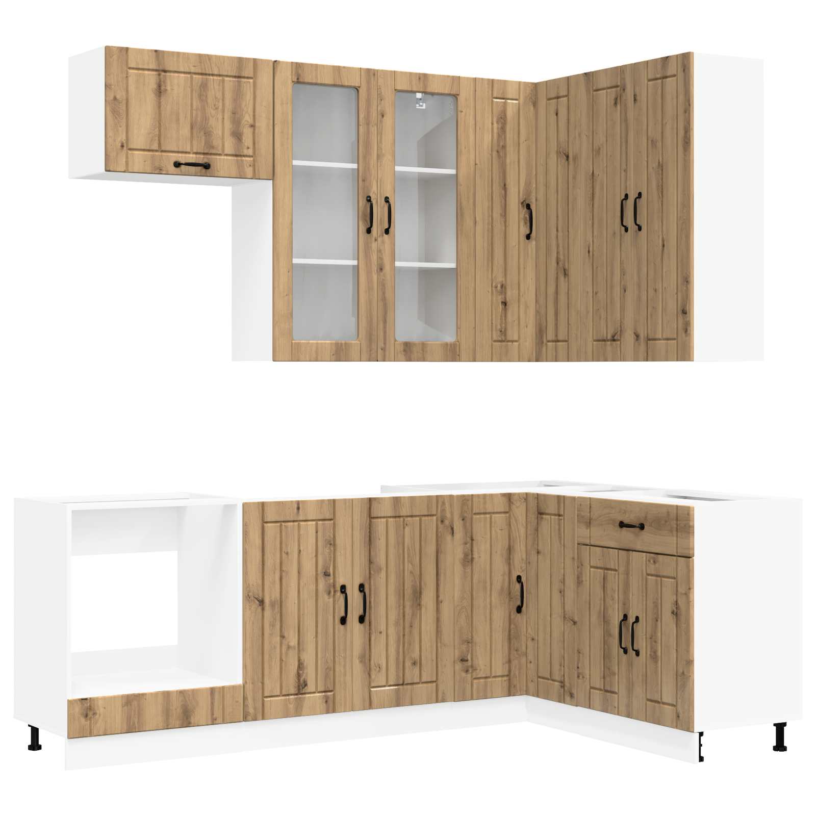 Keukenblok LUCCA 8 pcs Artisanaal eiken Bewerkt hout