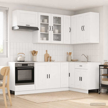 Keukenblok PORTO 8 pcs Wit Bewerkt hout