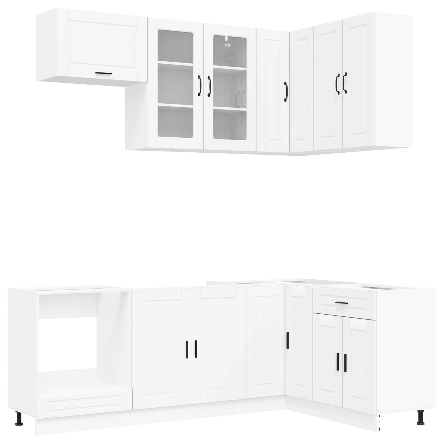 Keukenblok PORTO 8 pcs Wit Bewerkt hout