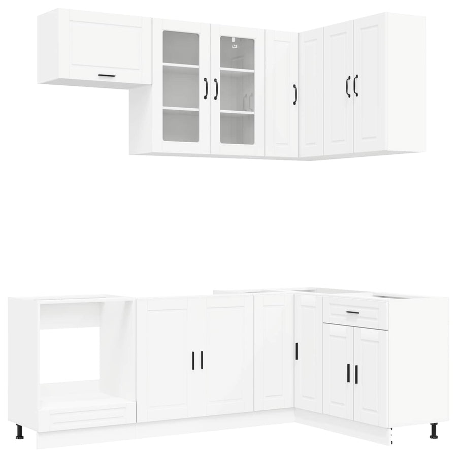 Keukenblok PORTO 8 pcs Wit Bewerkt hout