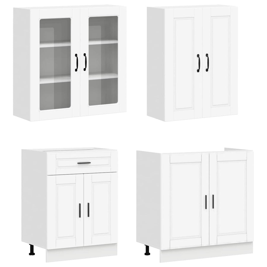 Keukenblok PORTO 8 pcs Wit Bewerkt hout