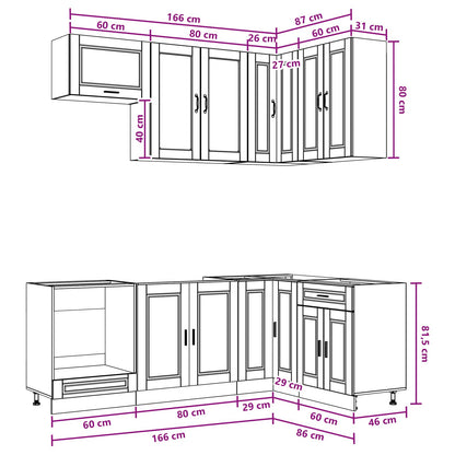 Keukenblok PORTO 8 pcs Zwart Bewerkt hout