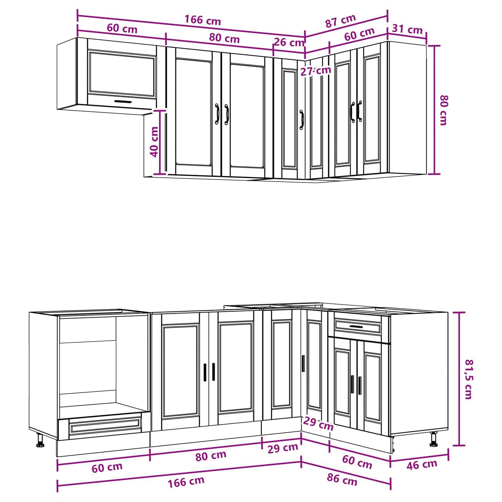 Keukenblok PORTO 8 pcs Sonoma Eiken Bewerkt hout