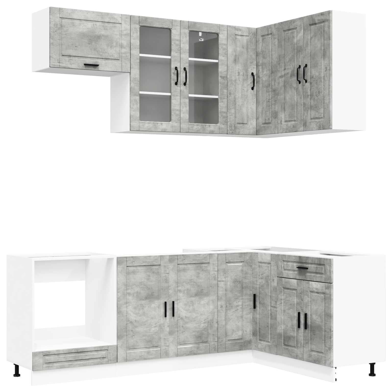 Keukenblok PORTO 8 pcs Betongrijs Bewerkt hout