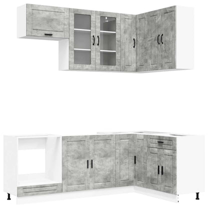 Keukenblok PORTO 8 pcs Betongrijs Bewerkt hout