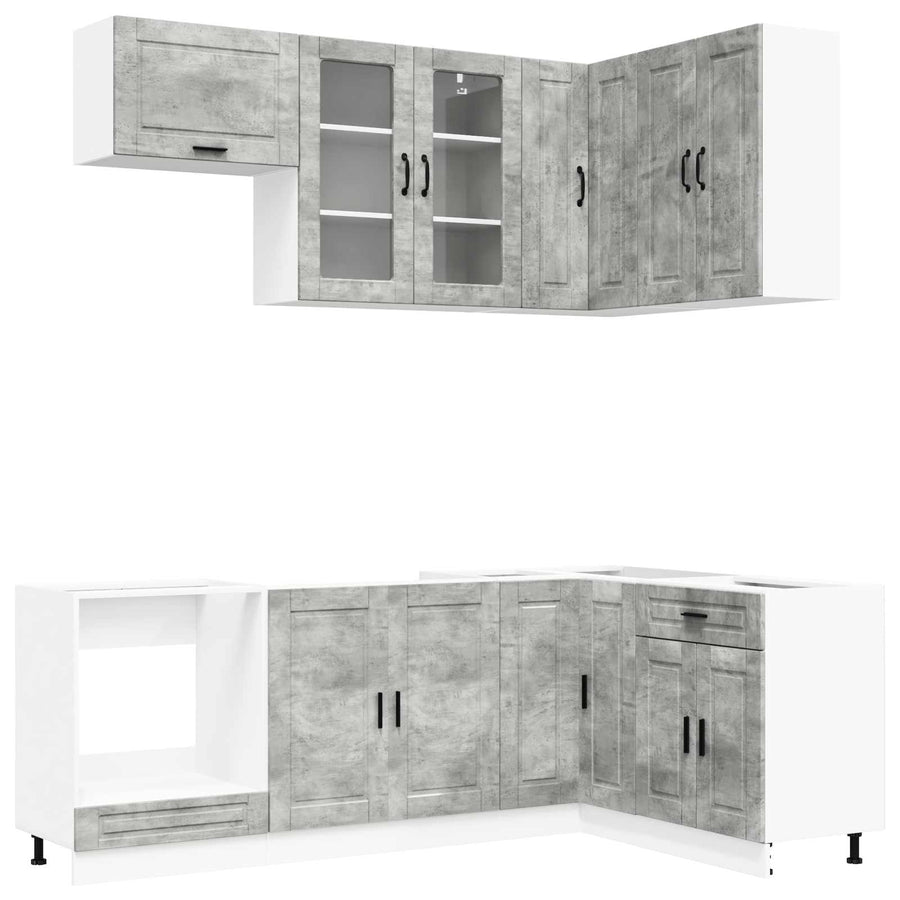 Keukenblok PORTO 8 pcs Betongrijs Bewerkt hout