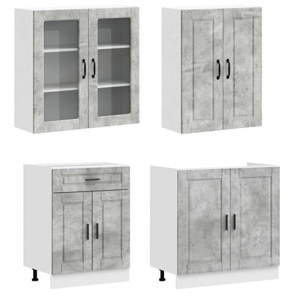 Keukenblok PORTO 8 pcs Betongrijs Bewerkt hout