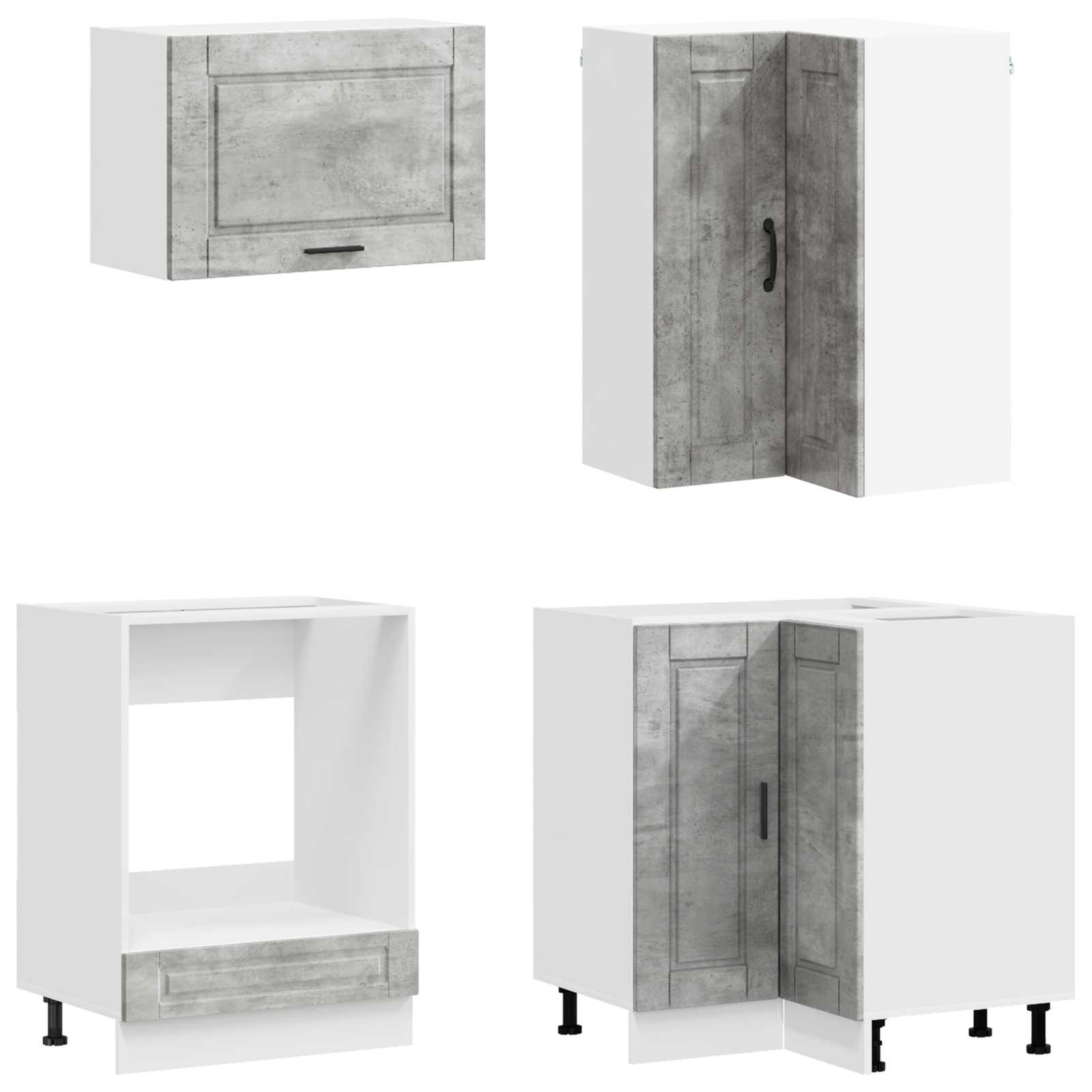 Keukenblok PORTO 8 pcs Betongrijs Bewerkt hout