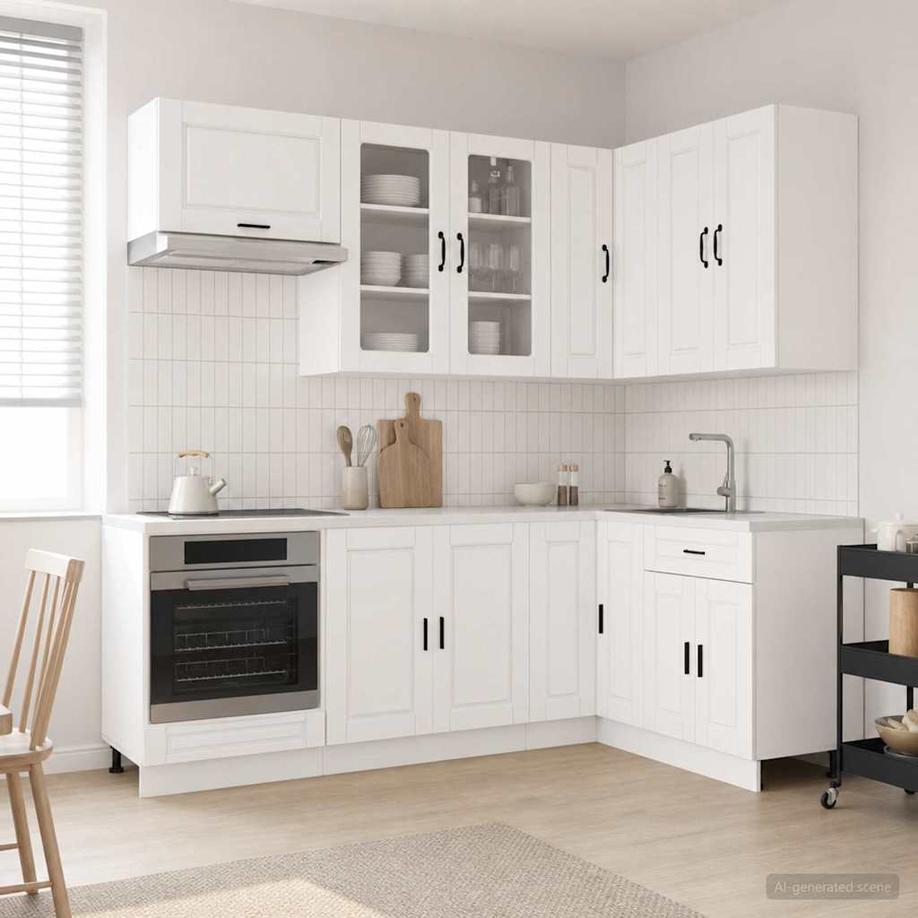 Keukenblok PORTO 8 pcs Hoogglans Wit Bewerkt hout