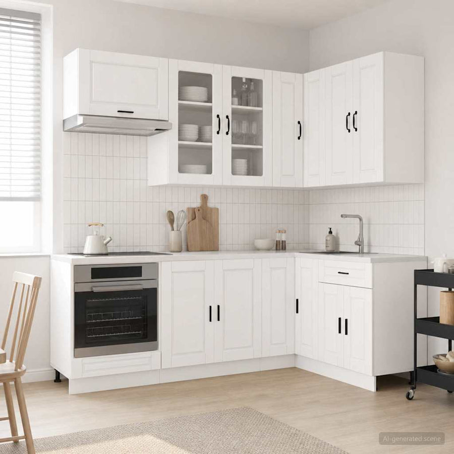Keukenblok PORTO 8 pcs Hoogglans Wit Bewerkt hout