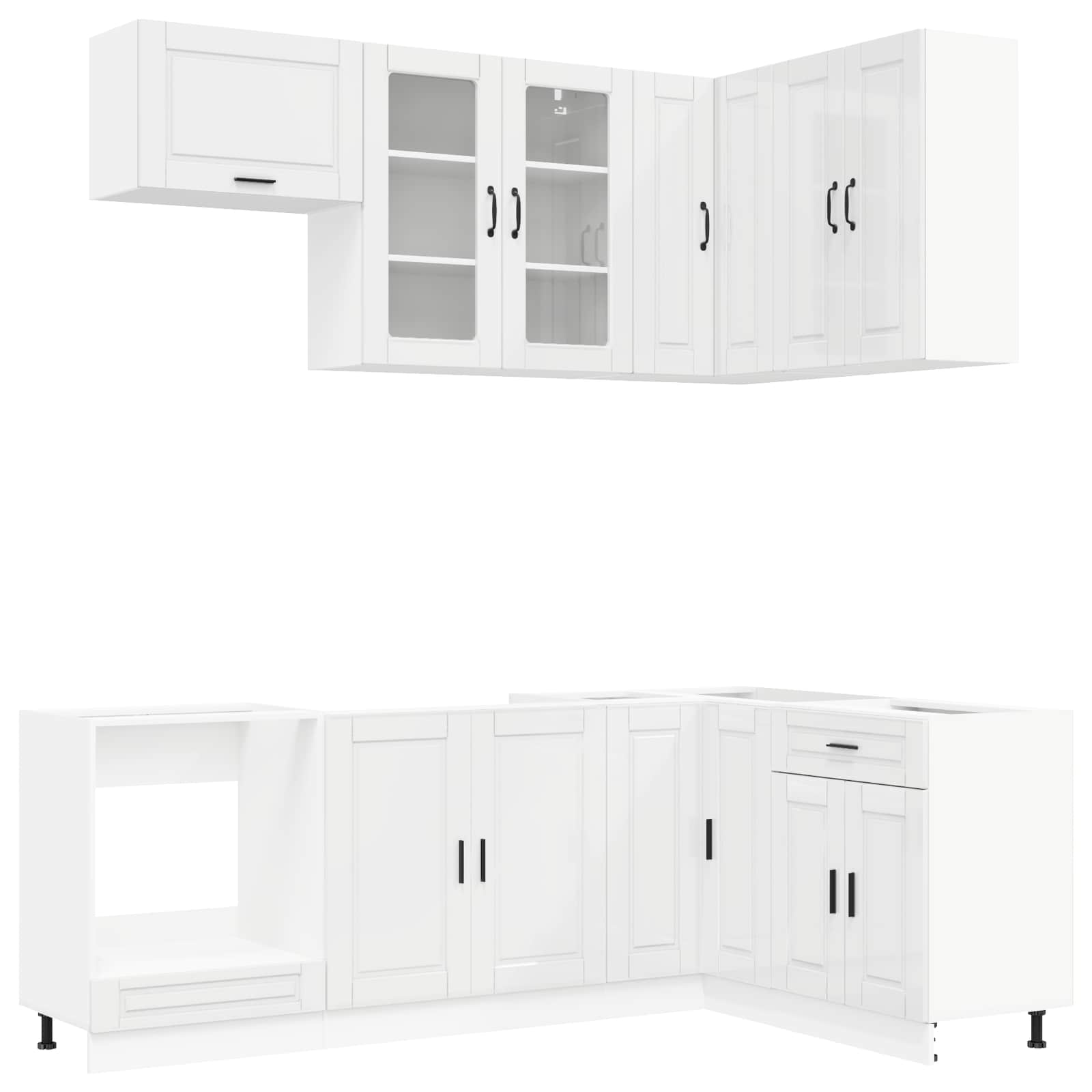 Keukenblok PORTO 8 pcs Hoogglans Wit Bewerkt hout