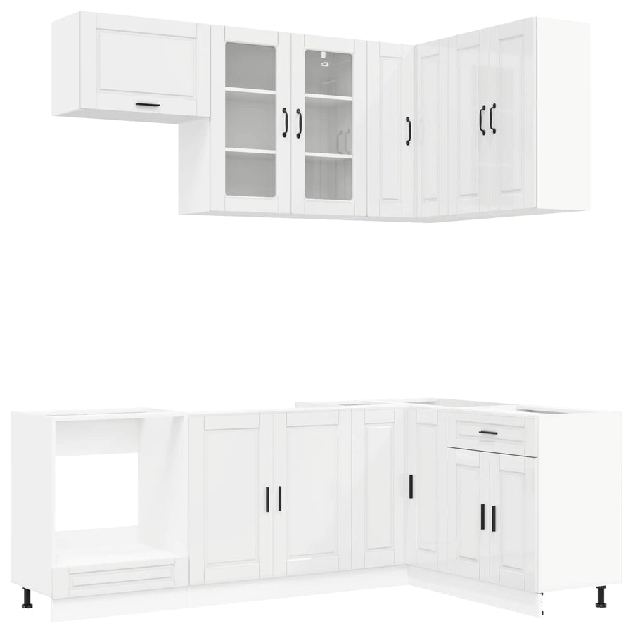 Keukenblok PORTO 8 pcs Hoogglans Wit Bewerkt hout
