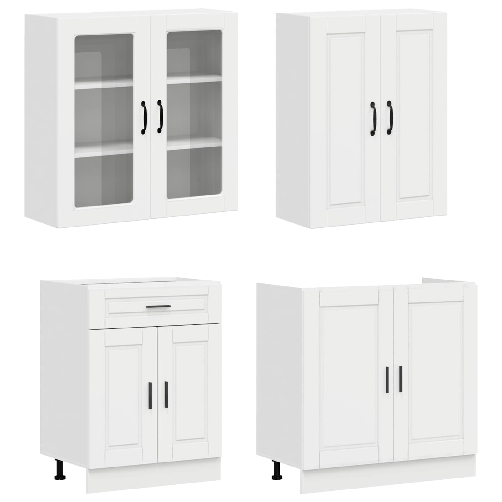 Keukenblok PORTO 8 pcs Hoogglans Wit Bewerkt hout