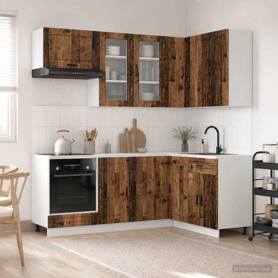 Keukenblok PORTO 8 pcs Oud hout Bewerkt hout
