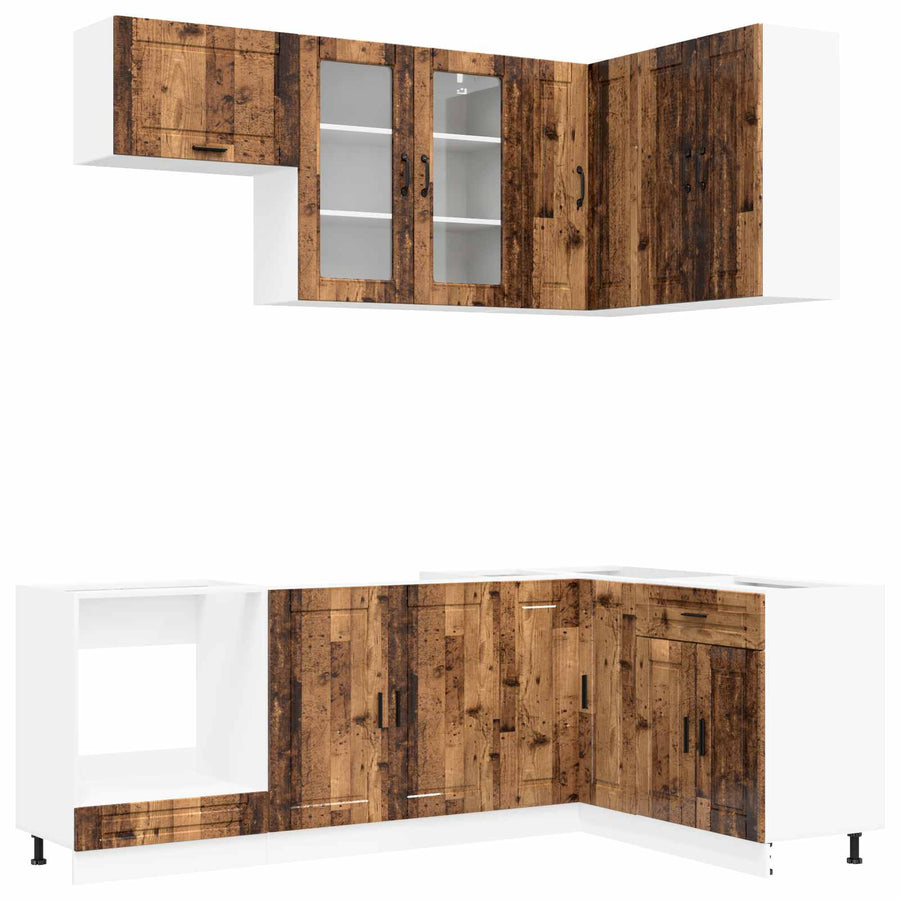 Keukenblok PORTO 8 pcs Oud hout Bewerkt hout