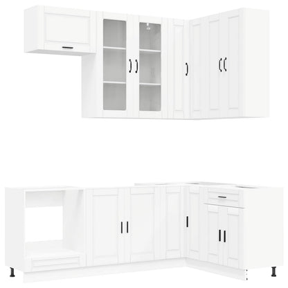 Keukenblok PORTO 8 pcs Wit Bewerkt hout
