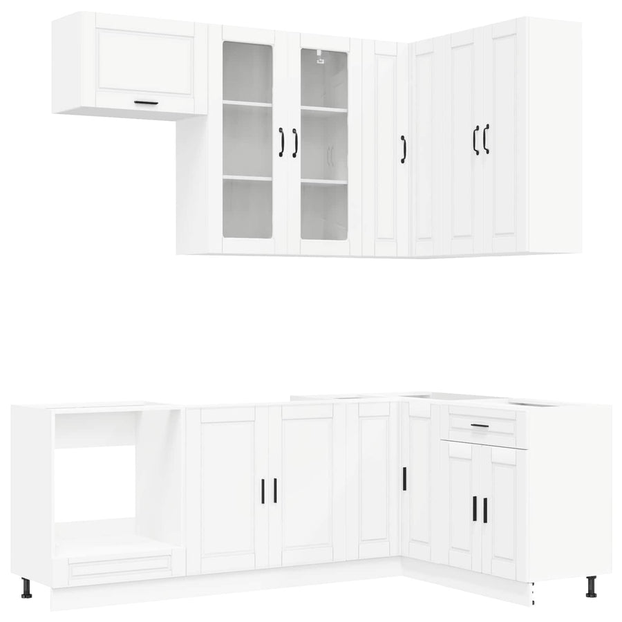 Keukenblok PORTO 8 pcs Wit Bewerkt hout
