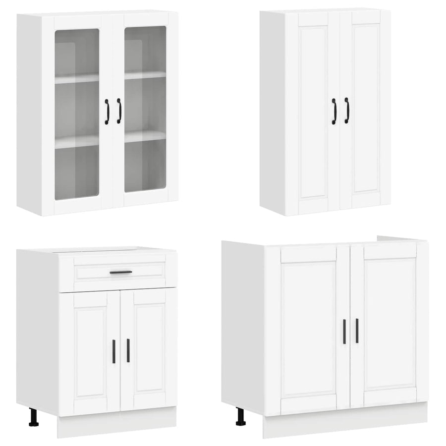 Keukenblok PORTO 8 pcs Wit Bewerkt hout