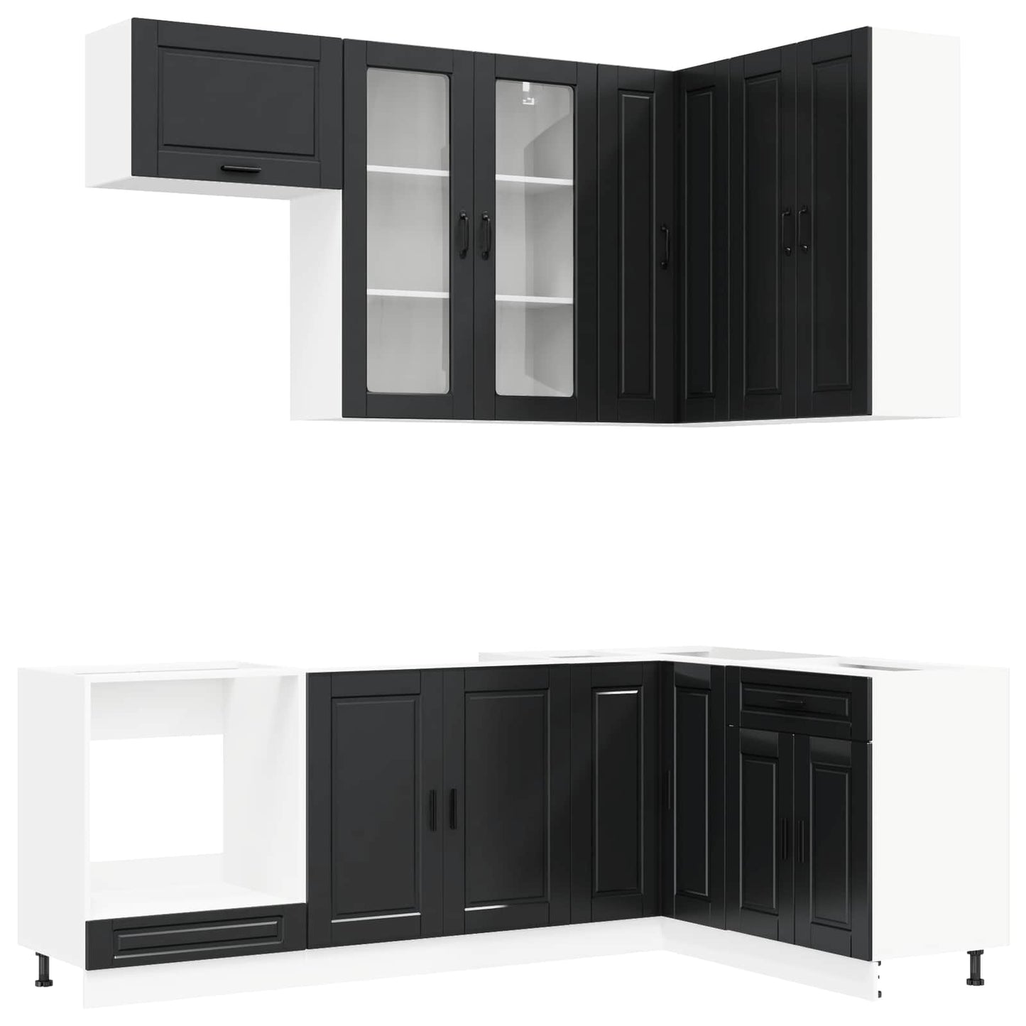Keukenblok PORTO 8 pcs Zwart Bewerkt hout