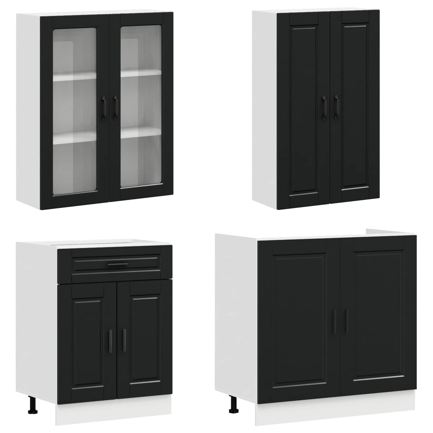 Keukenblok PORTO 8 pcs Zwart Bewerkt hout