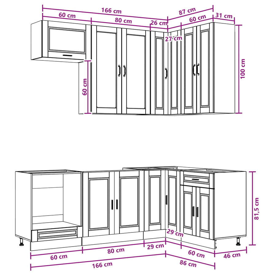 Keukenblok PORTO 8 pcs Sonoma Eiken Bewerkt hout
