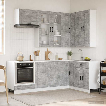 Keukenblok PORTO 8 pcs Betongrijs Bewerkt hout