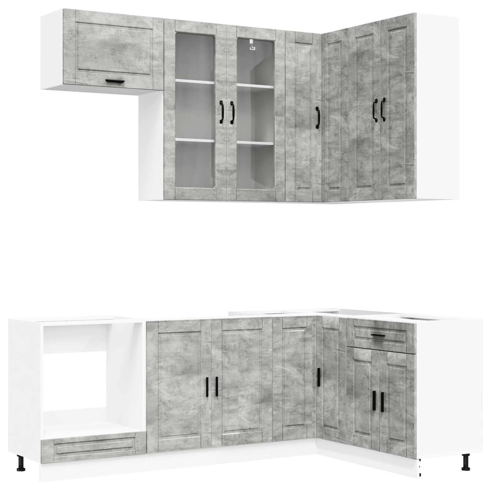 Keukenblok PORTO 8 pcs Betongrijs Bewerkt hout