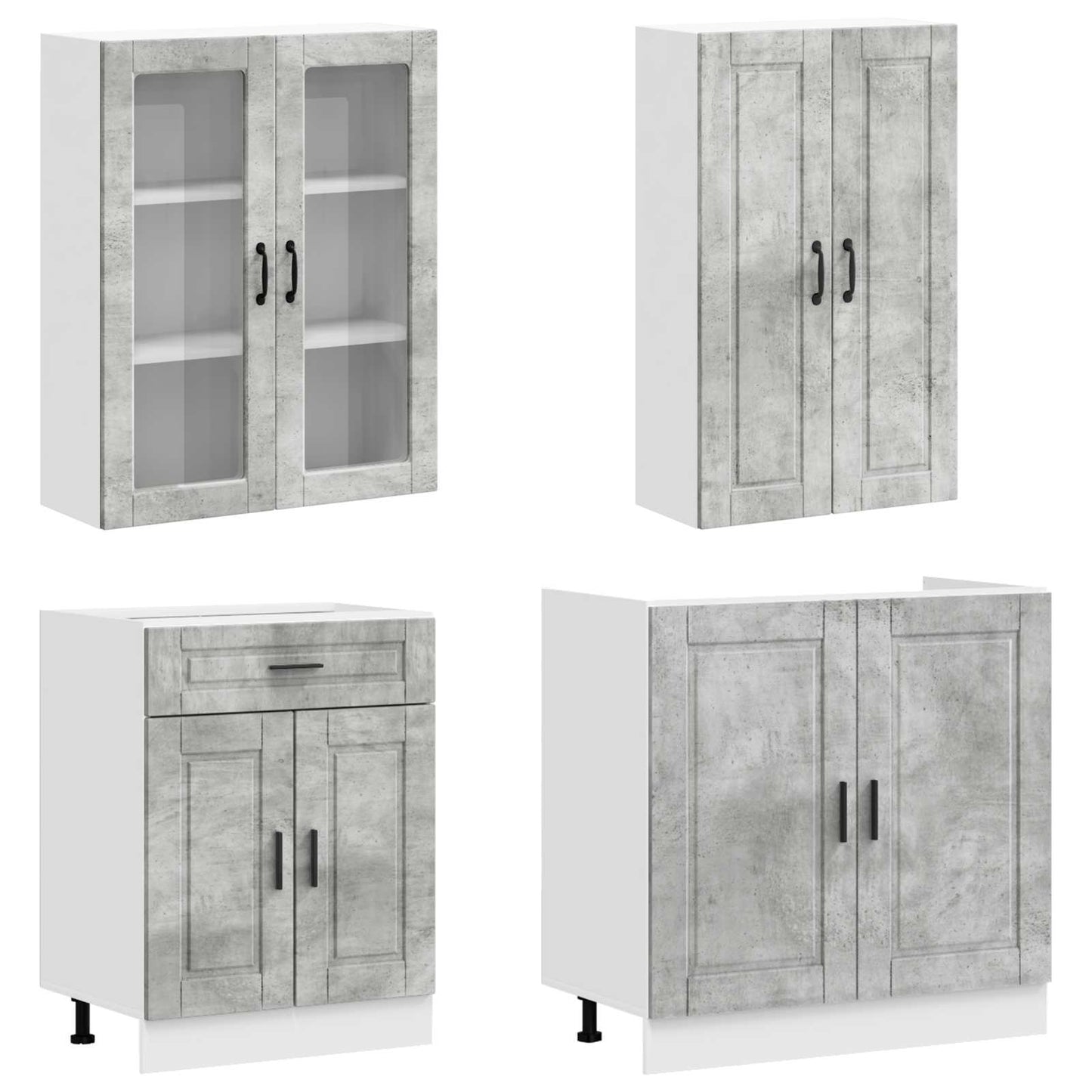 Keukenblok PORTO 8 pcs Betongrijs Bewerkt hout