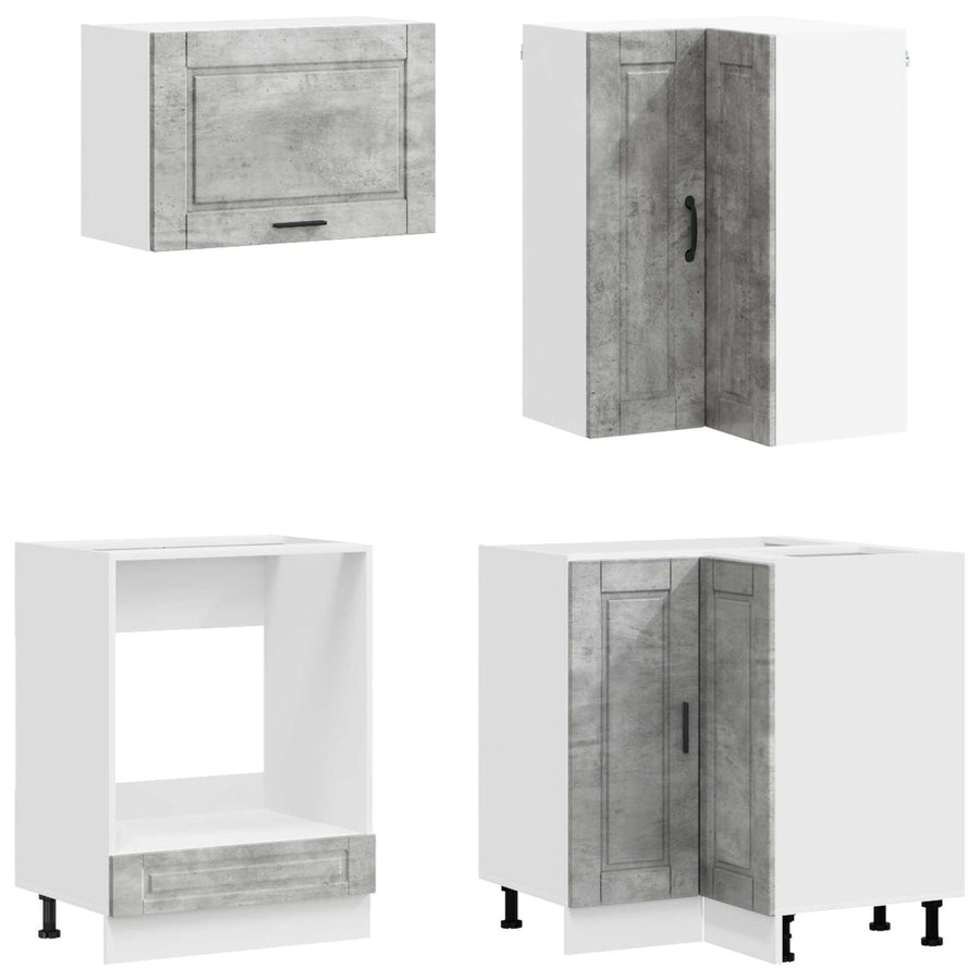 Keukenblok PORTO 8 pcs Betongrijs Bewerkt hout