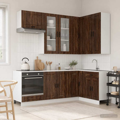 Keukenblok PORTO 8 pcs Bruin eiken Bewerkt hout