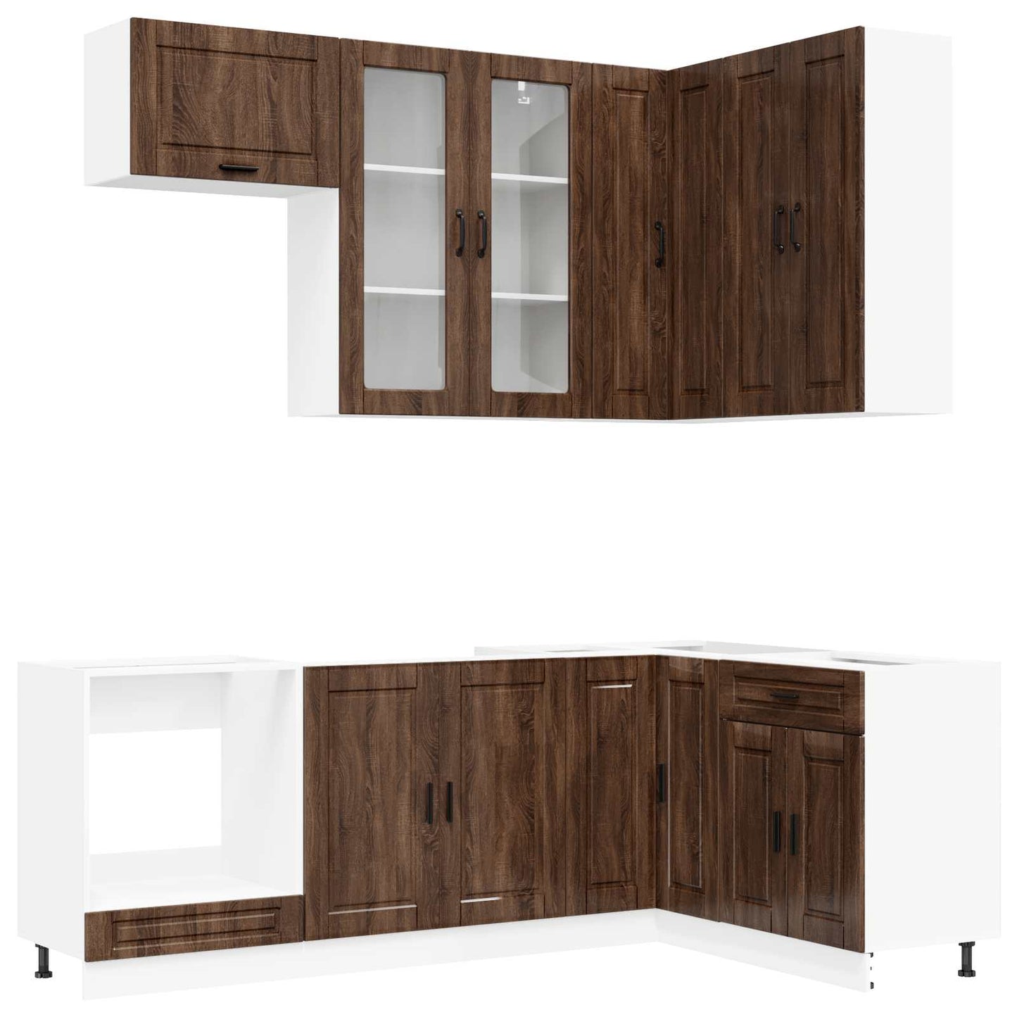 Keukenblok PORTO 8 pcs Bruin eiken Bewerkt hout