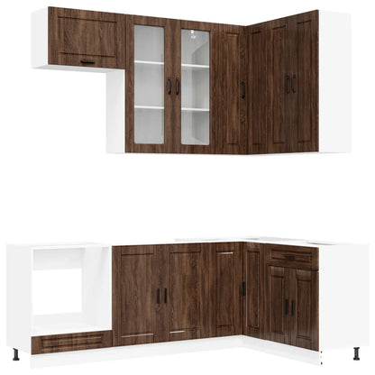 Keukenblok PORTO 8 pcs Bruin eiken Bewerkt hout