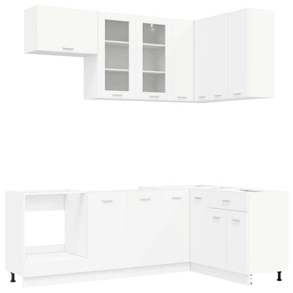 Keuken Eenheid LYON 8 pcs Wit Bewerkt hout