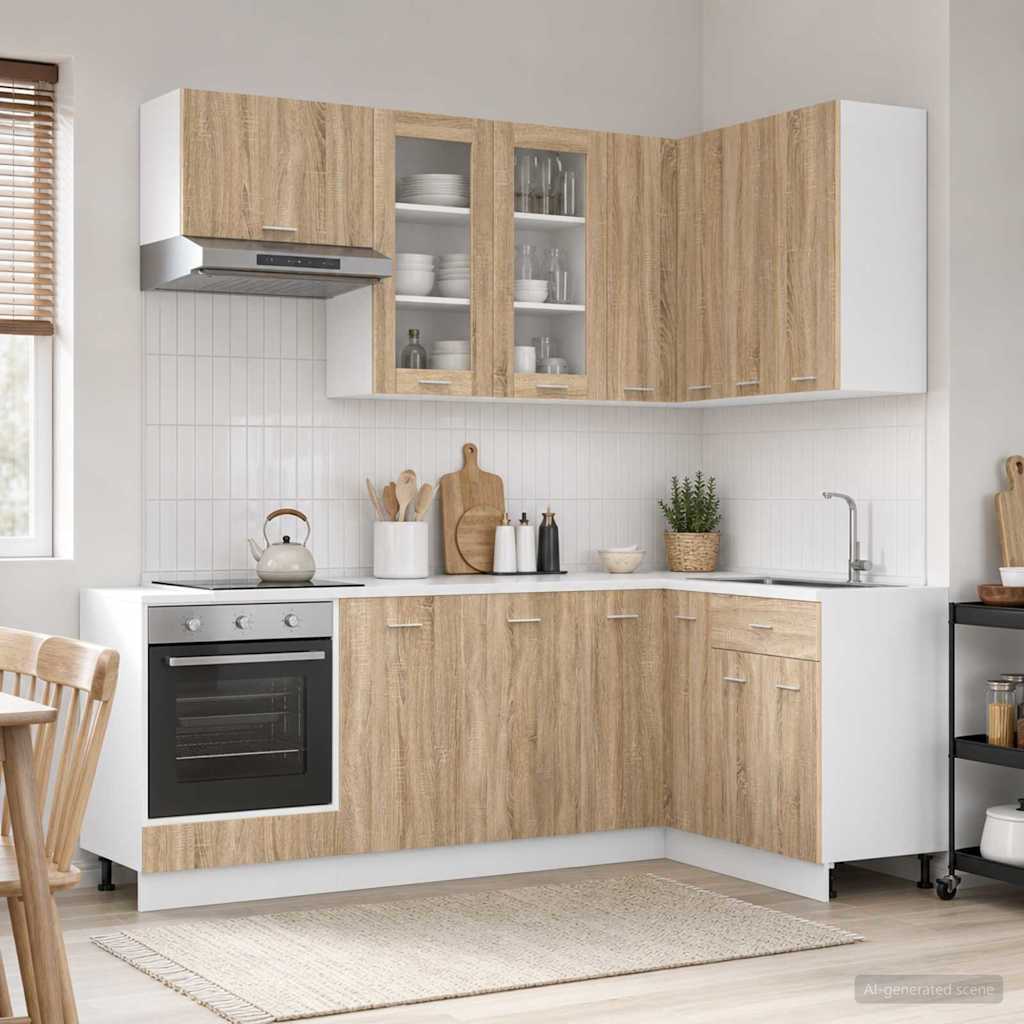 Keuken Eenheid LYON 8 pcs Sonoma Eiken Bewerkt hout