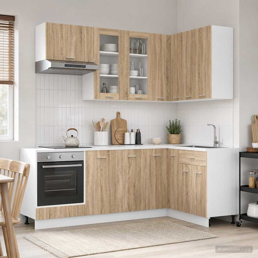 Keuken Eenheid LYON 8 pcs Sonoma Eiken Bewerkt hout