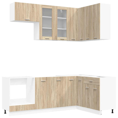 Keuken Eenheid LYON 8 pcs Sonoma Eiken Bewerkt hout