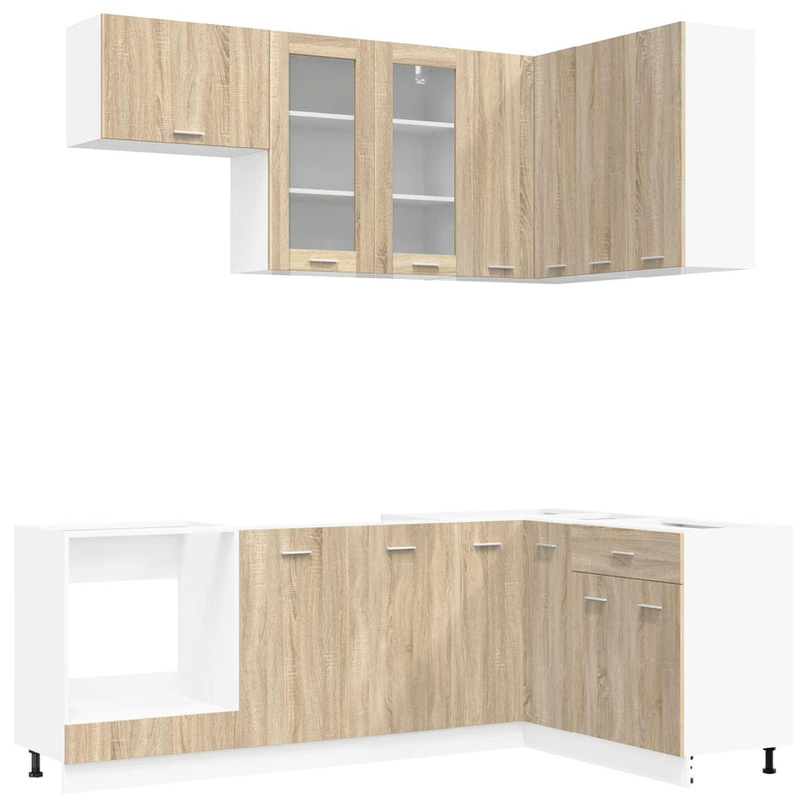 Keuken Eenheid LYON 8 pcs Sonoma Eiken Bewerkt hout