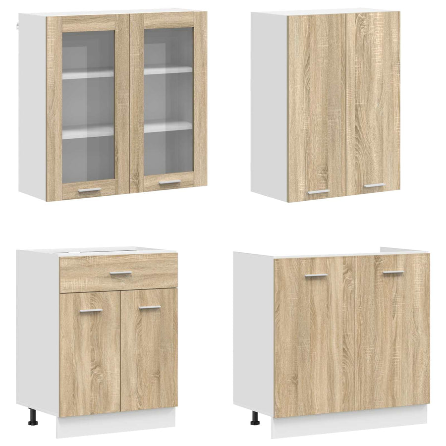 Keuken Eenheid LYON 8 pcs Sonoma Eiken Bewerkt hout