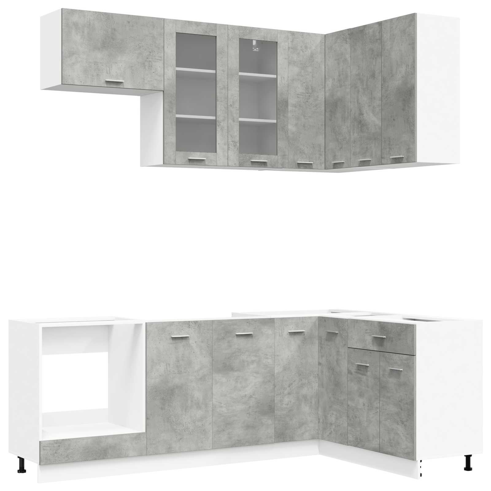 Keuken Eenheid LYON 8 pcs Betongrijs Bewerkt hout