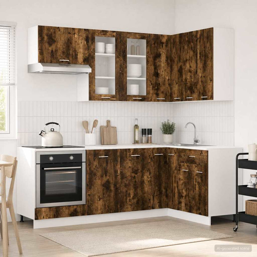 Keuken Eenheid LYON 8 pcs Gerookt eiken Bewerkt hout