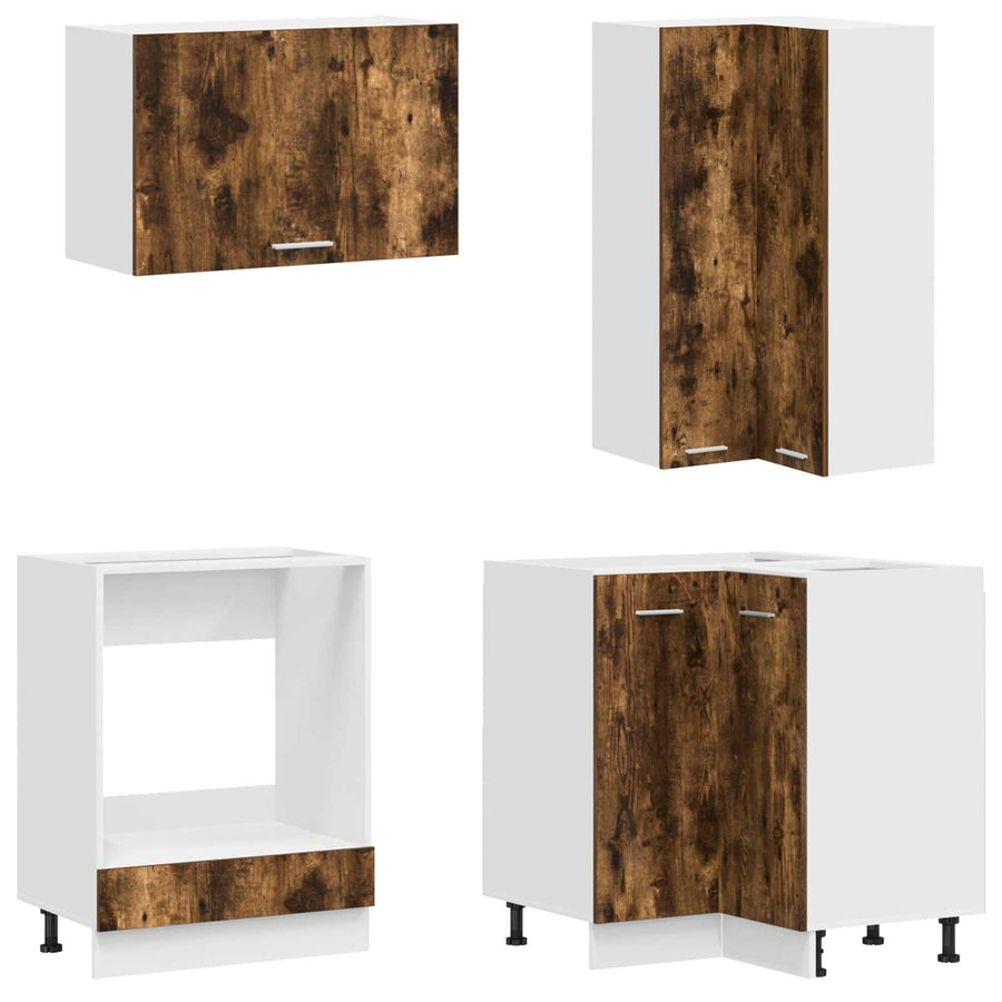 Keuken Eenheid LYON 8 pcs Gerookt eiken Bewerkt hout