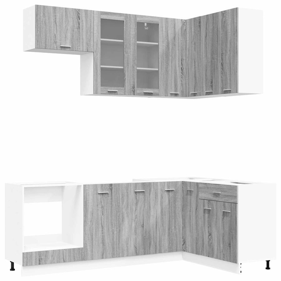 Keuken Eenheid LYON 8 pcs Grijs Sonoma Bewerkt hout