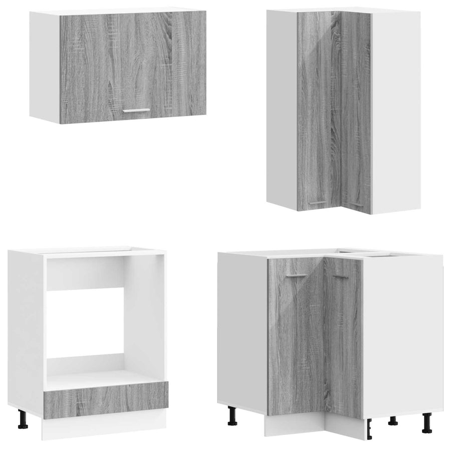 Keuken Eenheid LYON 8 pcs Grijs Sonoma Bewerkt hout
