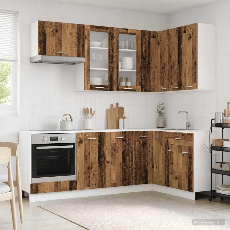 Keuken Eenheid LYON 8 pcs Oud hout Bewerkt hout