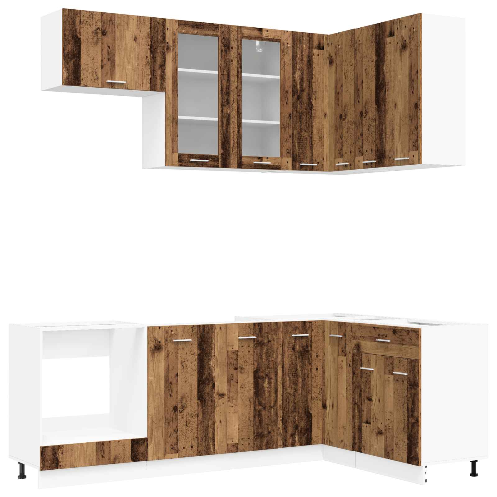Keuken Eenheid LYON 8 pcs Oud hout Bewerkt hout