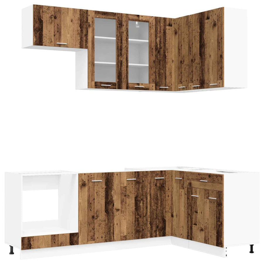 Keuken Eenheid LYON 8 pcs Oud hout Bewerkt hout