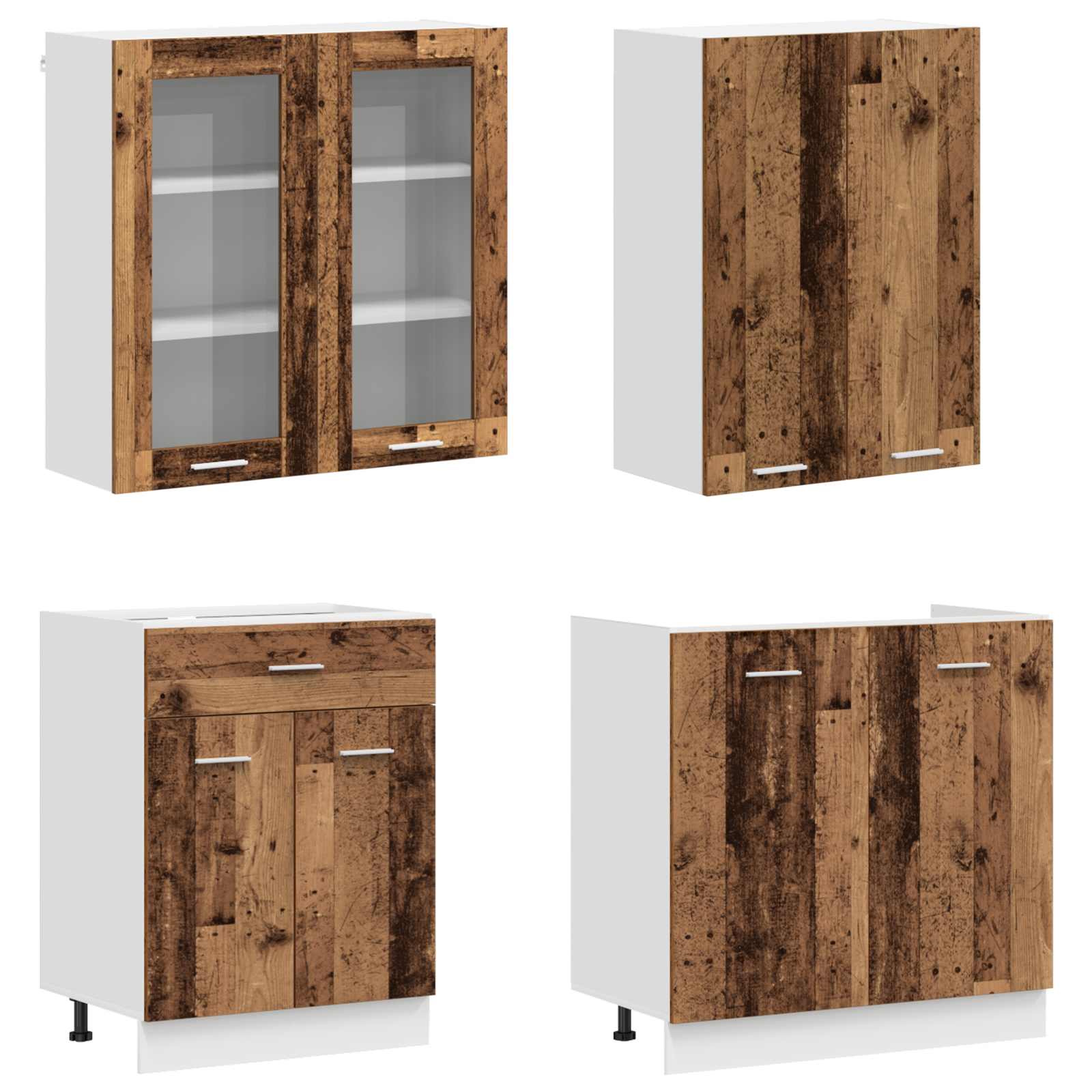 Keuken Eenheid LYON 8 pcs Oud hout Bewerkt hout